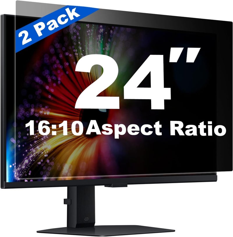 Twugs [2 Pack] 24 Inch Computer Privacy Screen for 16:10 Aspect Ratio Widescreen Monitor, Eye Protection Anti Glare Blue Light Filter Shield, Removable Anti-Scratch Anti Spy Protector - Image 1